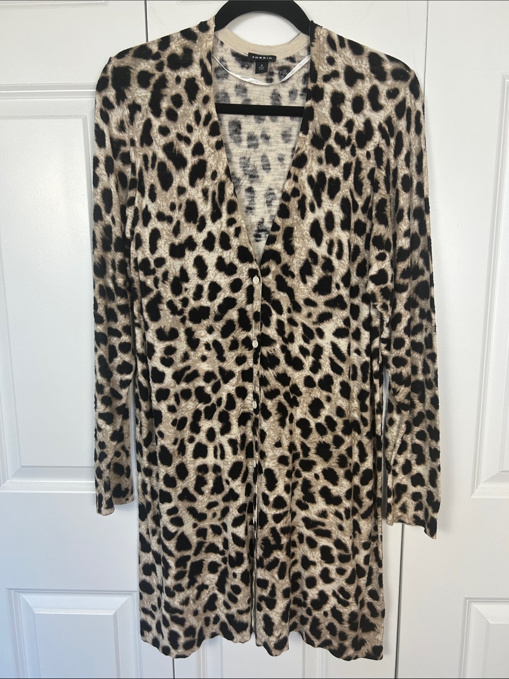 Torrid Leopard-Print Long Cardigan in Beige and Black Size 3